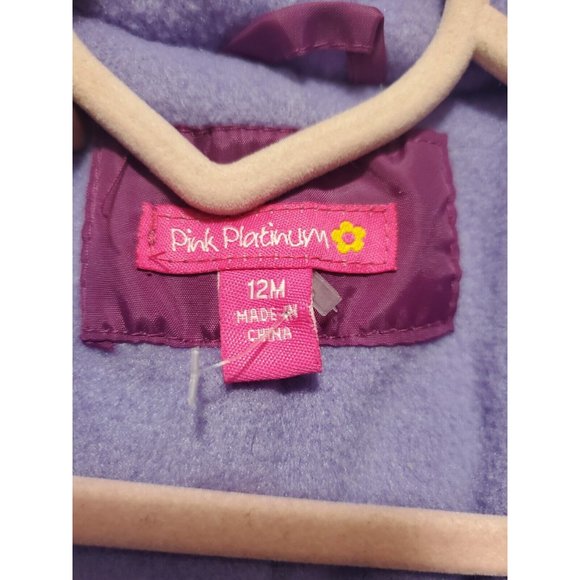 Pink Platinum Baby Girls One Piece Warm Winter Puffer Snowsuit Pram Bunting 12 M - Picture 3 of 16